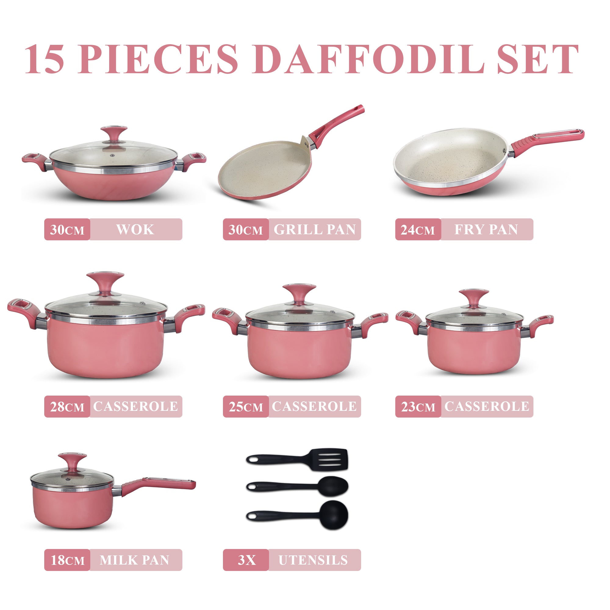 15 Pieces Non Stick Daffodil Gift Pack Set Pink