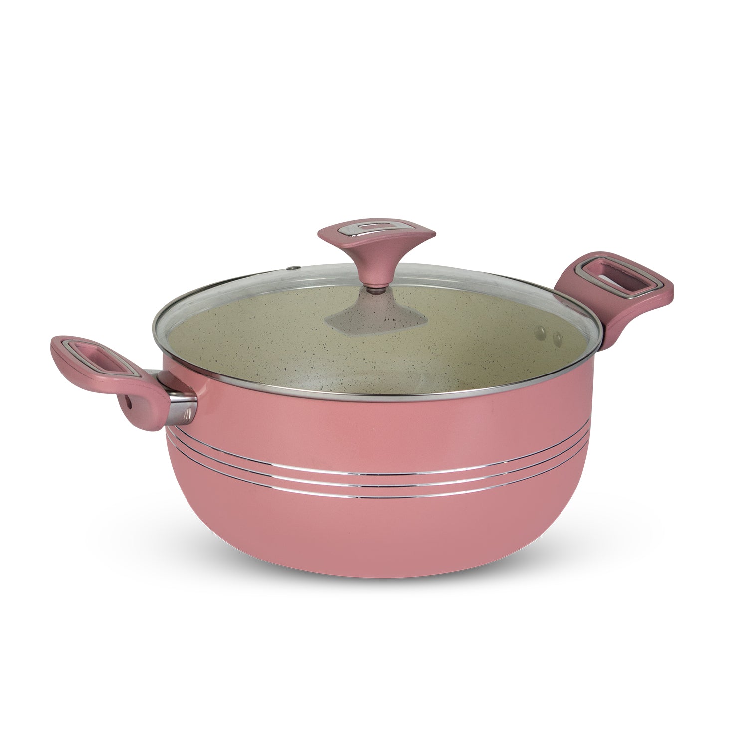 Non Stick Pink Innovent Casserole Set 18cm to 28cm