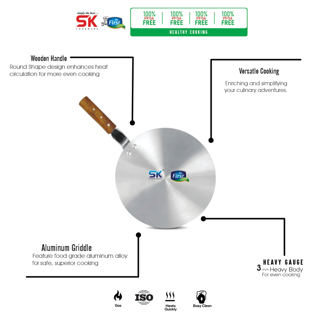 Aluminum Smart Griddle With Wooden Handle