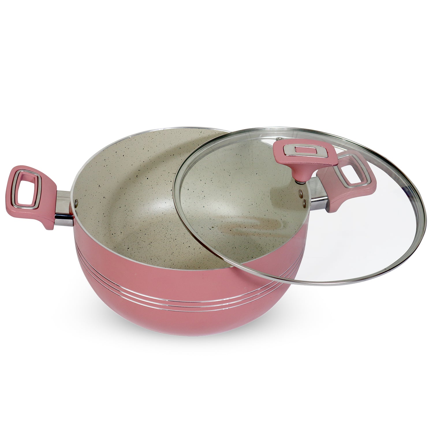 Non Stick Pink Innovent Casserole Set 18cm to 28cm