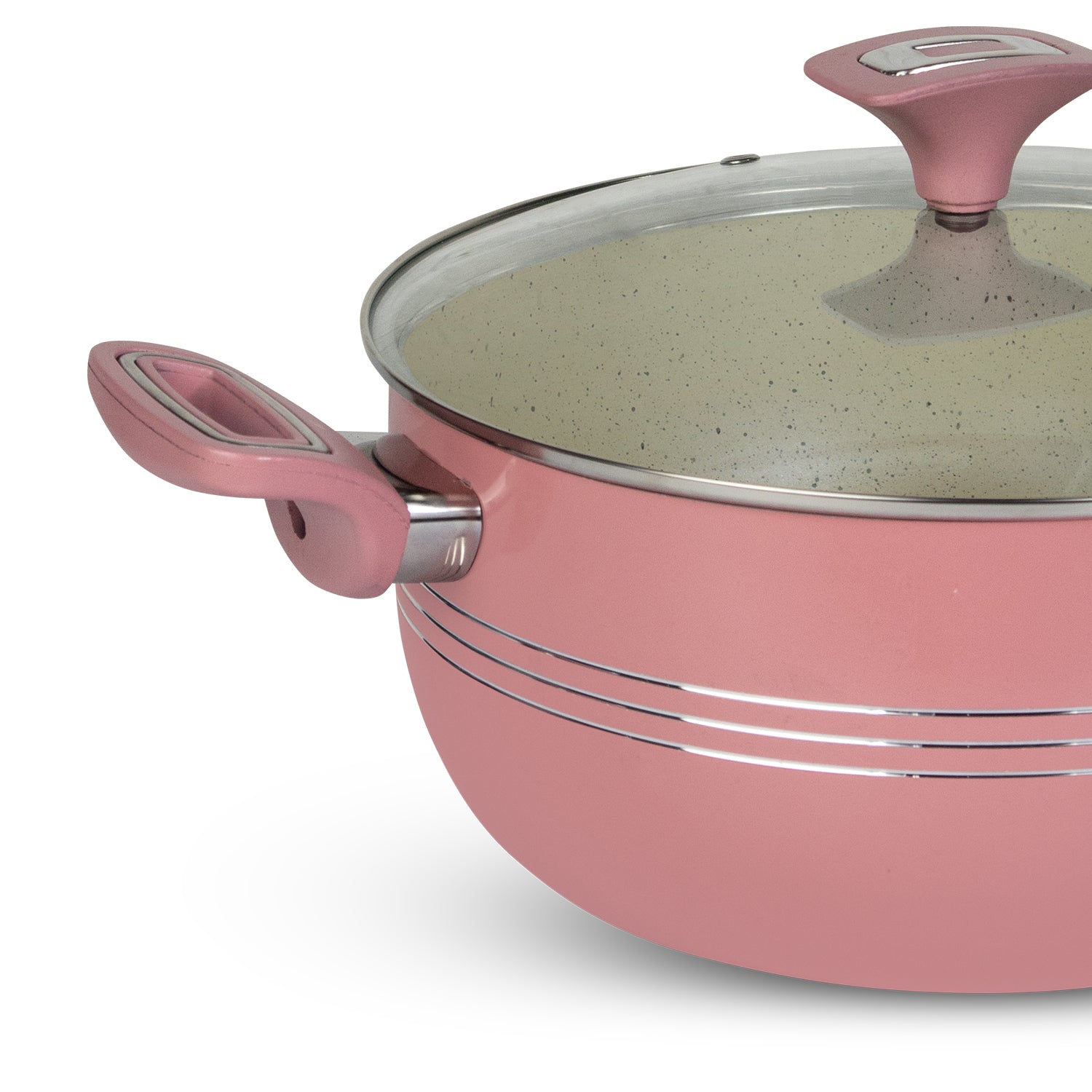 Non Stick Pink Innovent Casserole Set 18cm to 28cm