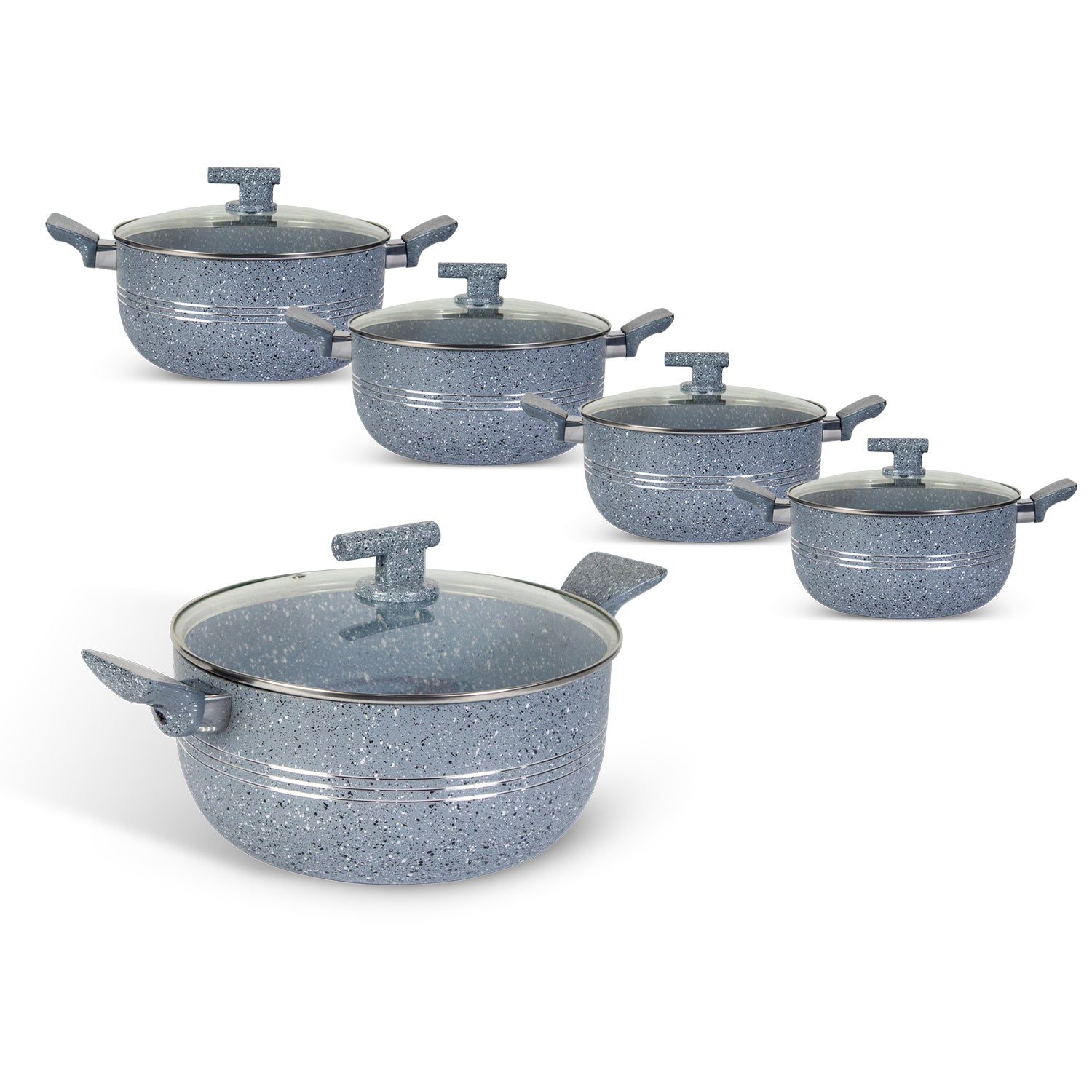 Non Stick Grey Innovent Casserole Set 18cm to 28cm