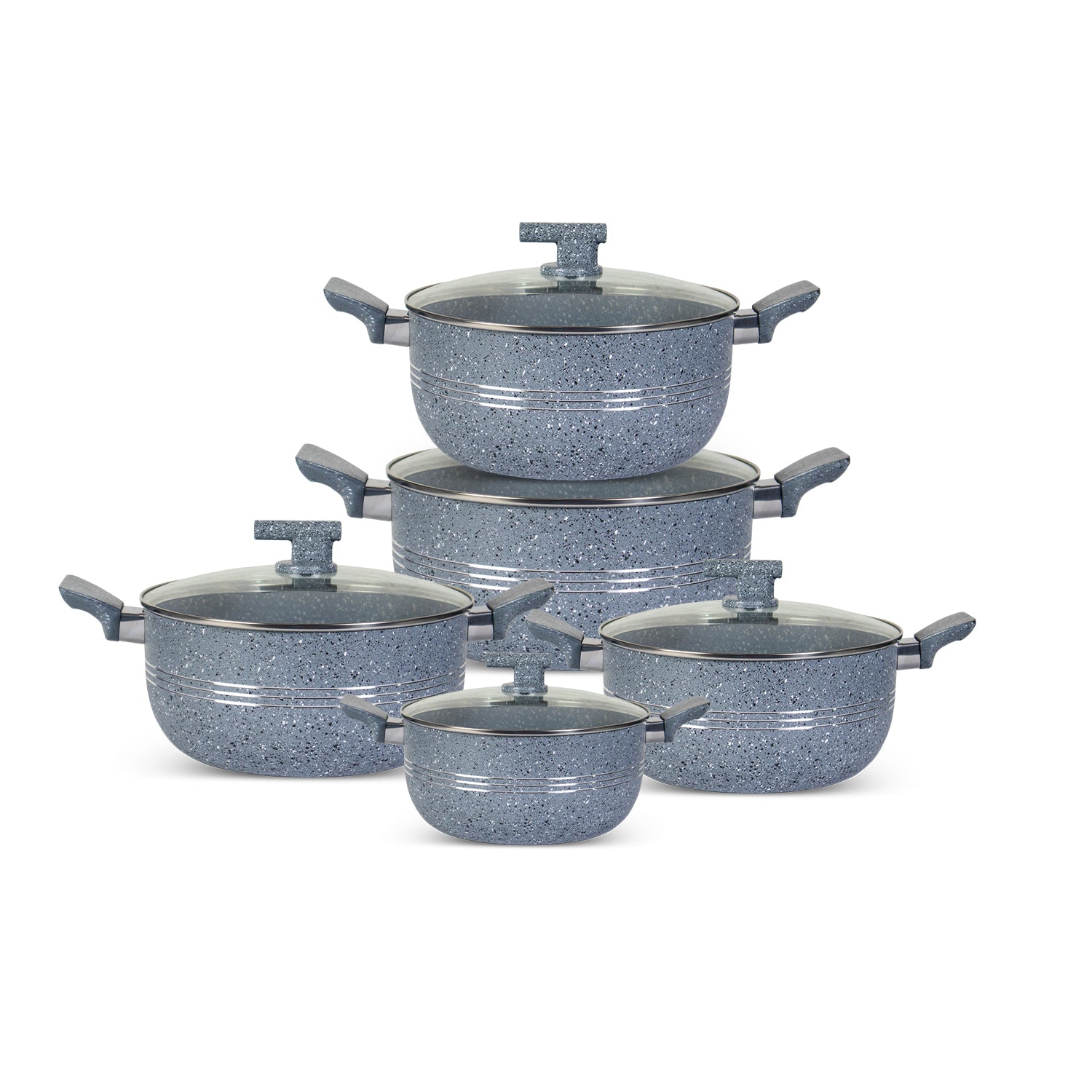 Non Stick Grey Innovent Casserole Set 18cm to 28cm