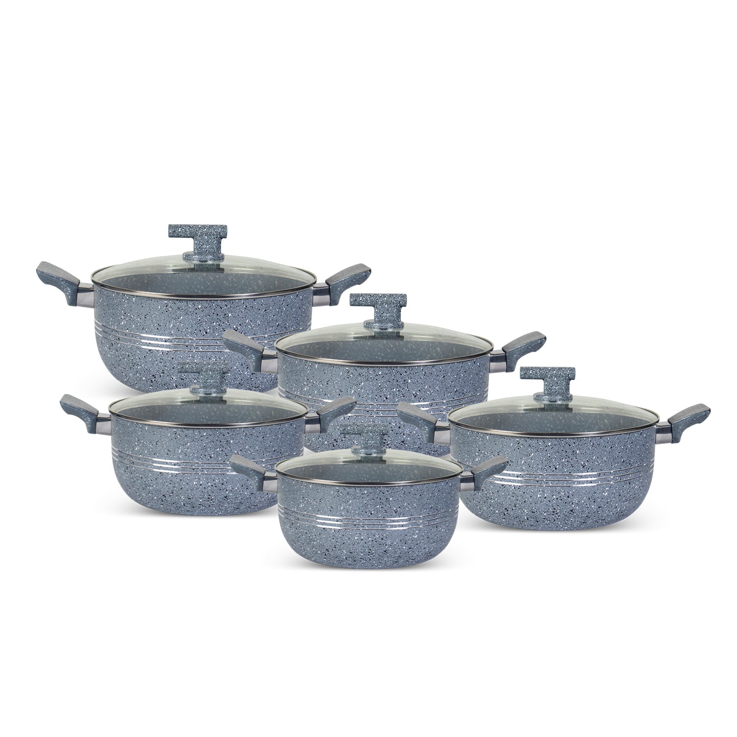 Non Stick Grey Innovent Casserole Set 18cm to 28cm