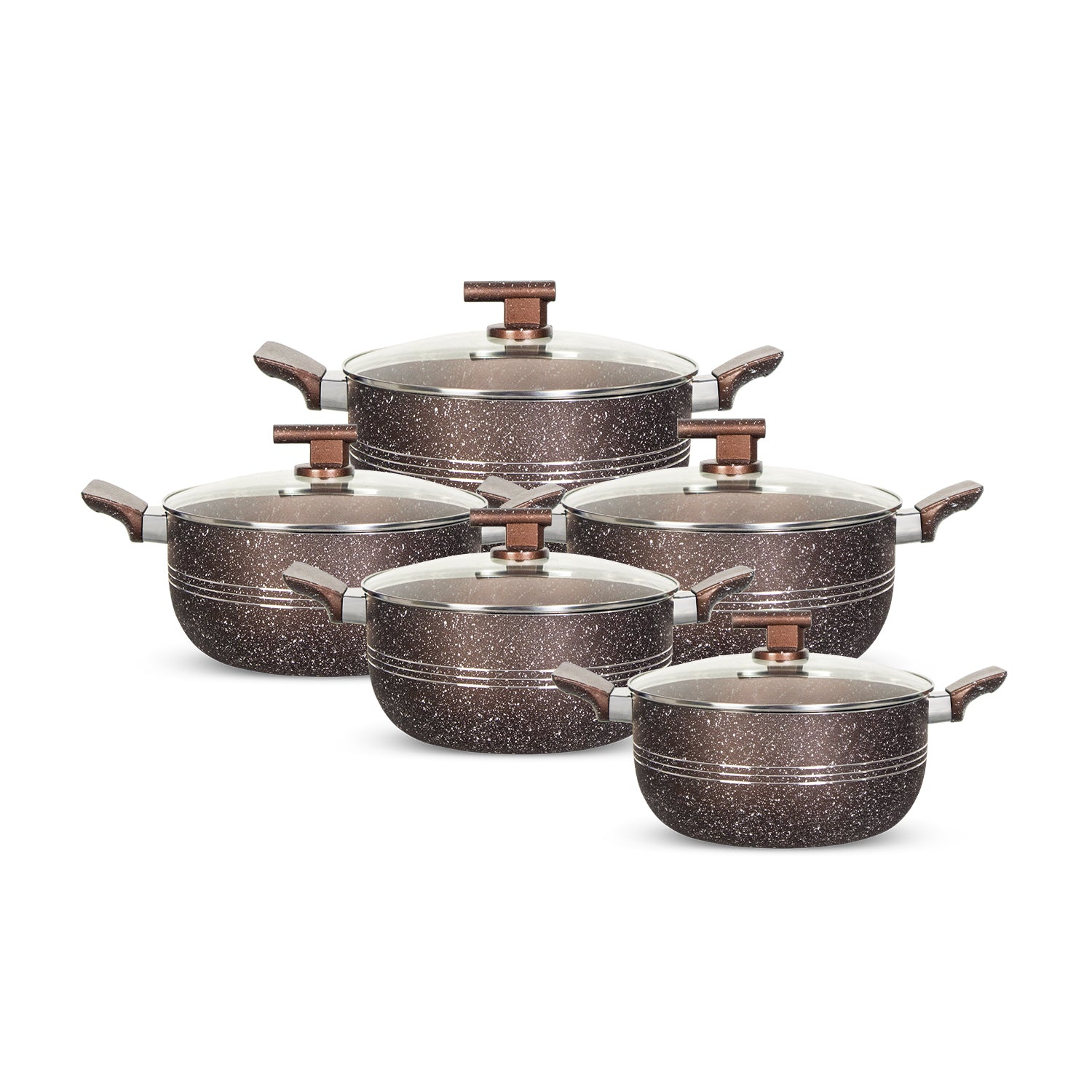 Non Stick Chocolate  Innovent Casserole Set 18cm to 28cm