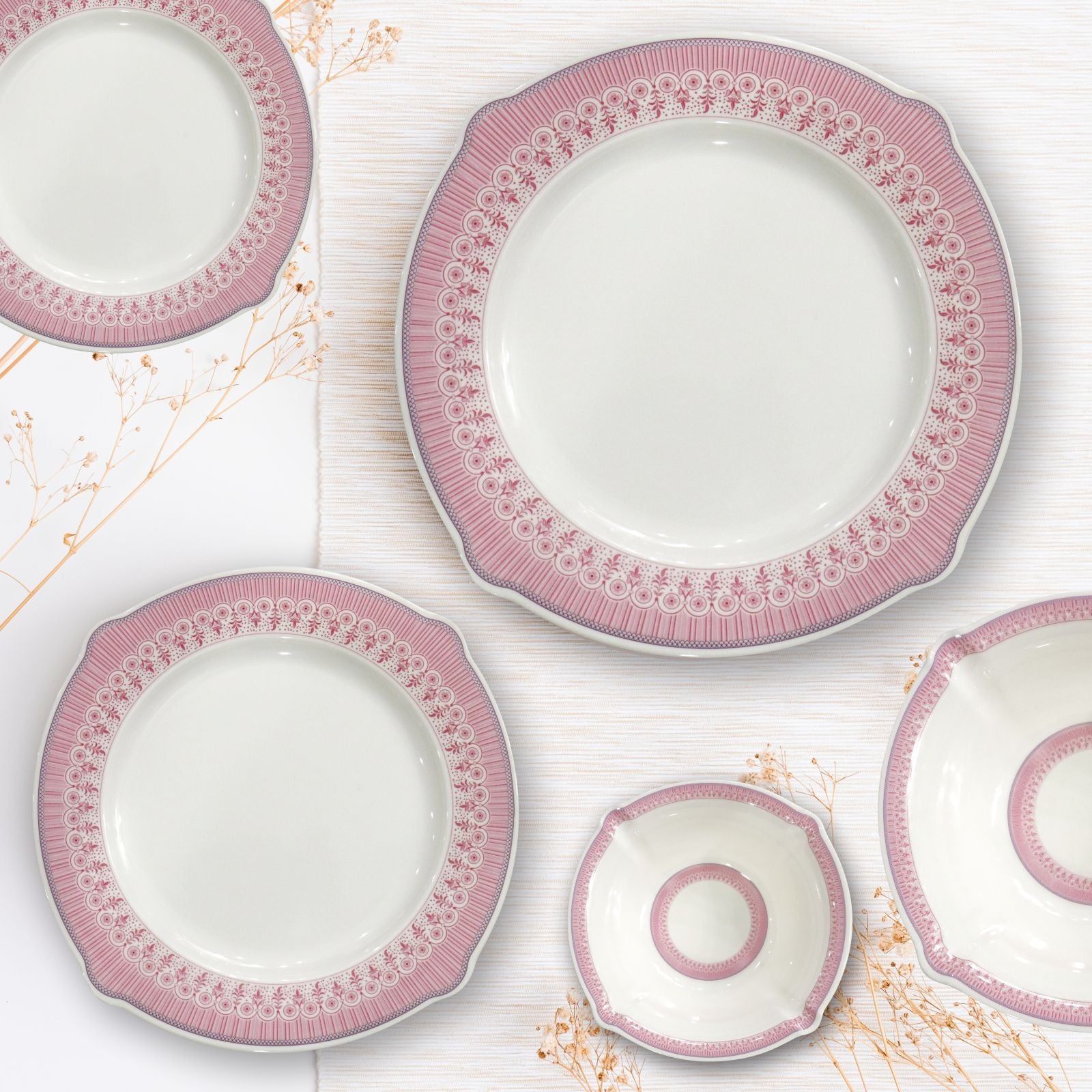 64 Pieces Melamine Double Glaze Crystal Dinnerware Set