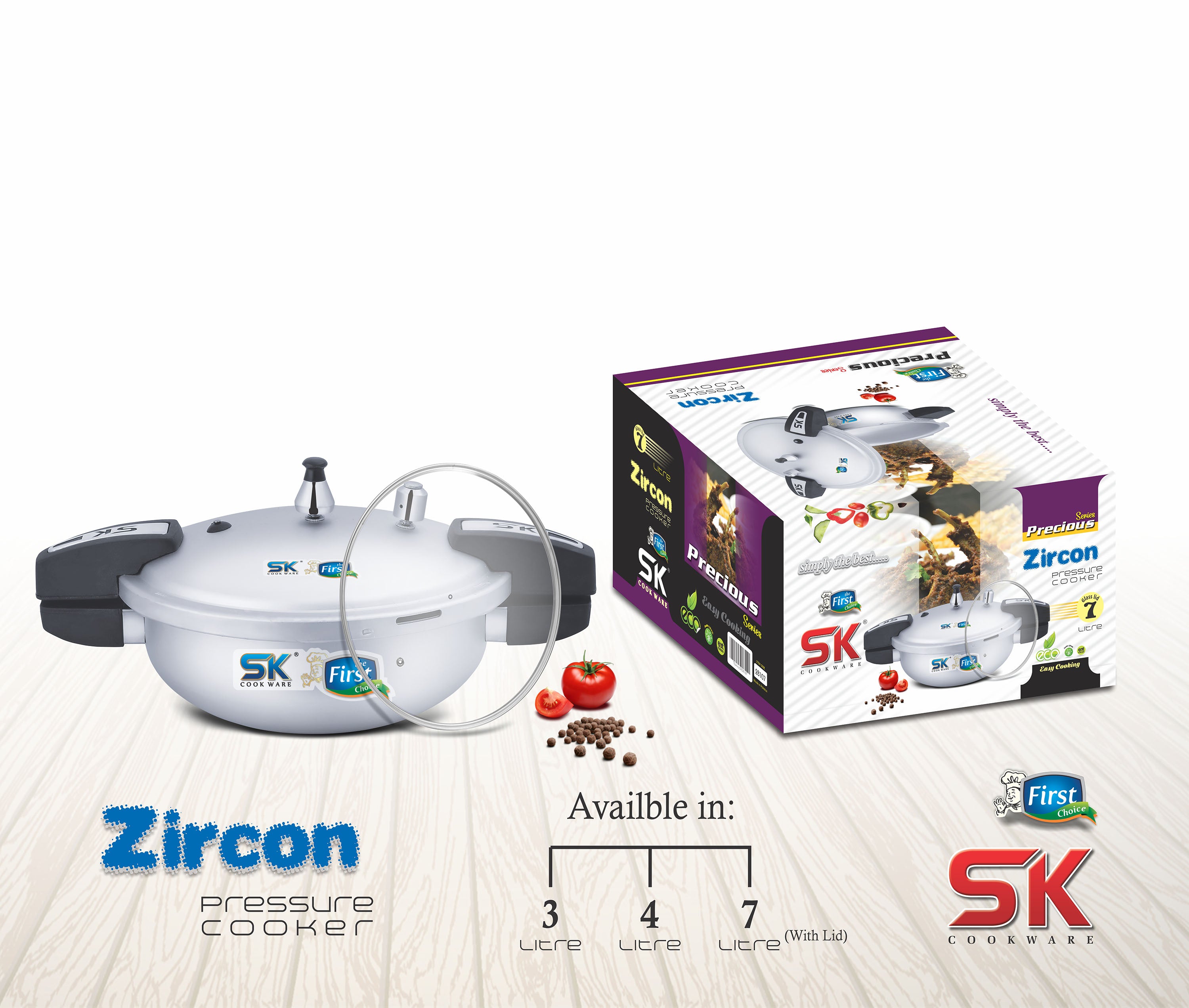 Zircon with Glass Lid Pressure Cooker